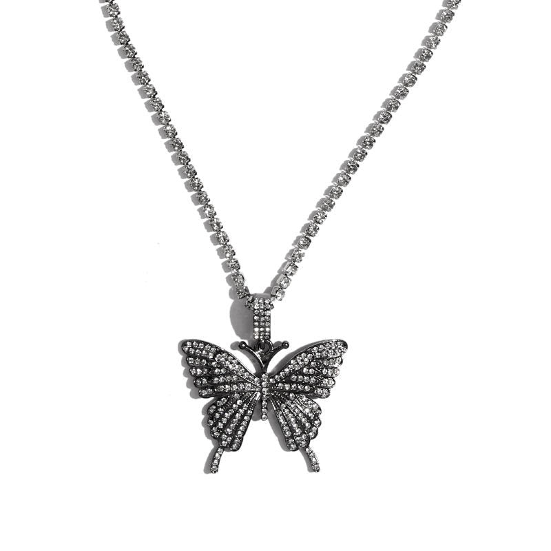 Rhinestone butterfly necklace