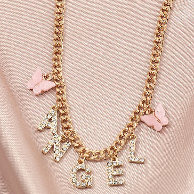 Popular diamond letter baby necklace