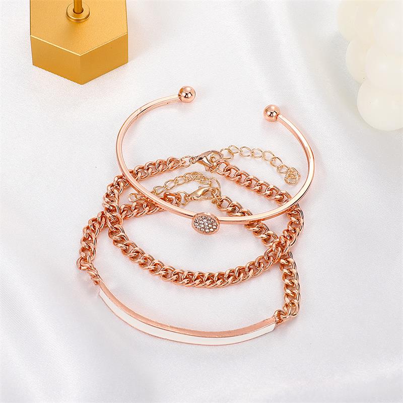 Retro Simple Zircon Adjustable Circle Bracelet Set