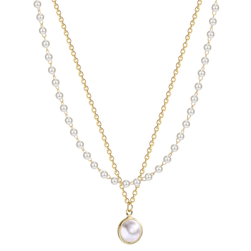 European And American Fashion Double-layer Pearl Clavicle Chain