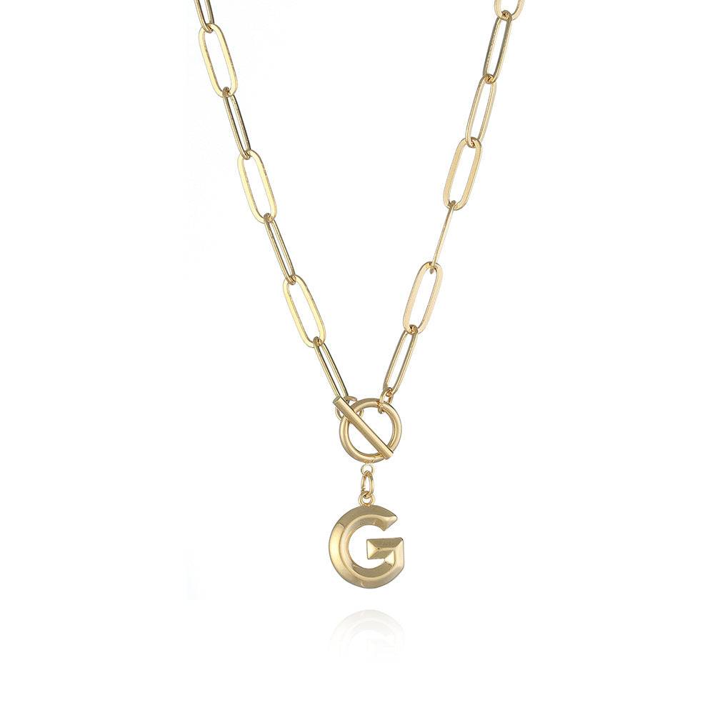 Letter Necklace Real Gold Plated Trend Hip Hop