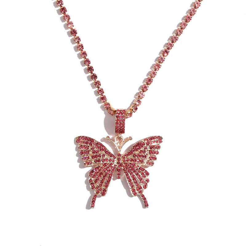 Rhinestone butterfly necklace