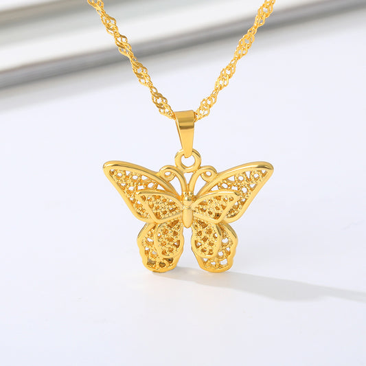 Gold Cutout Butterfly Necklace