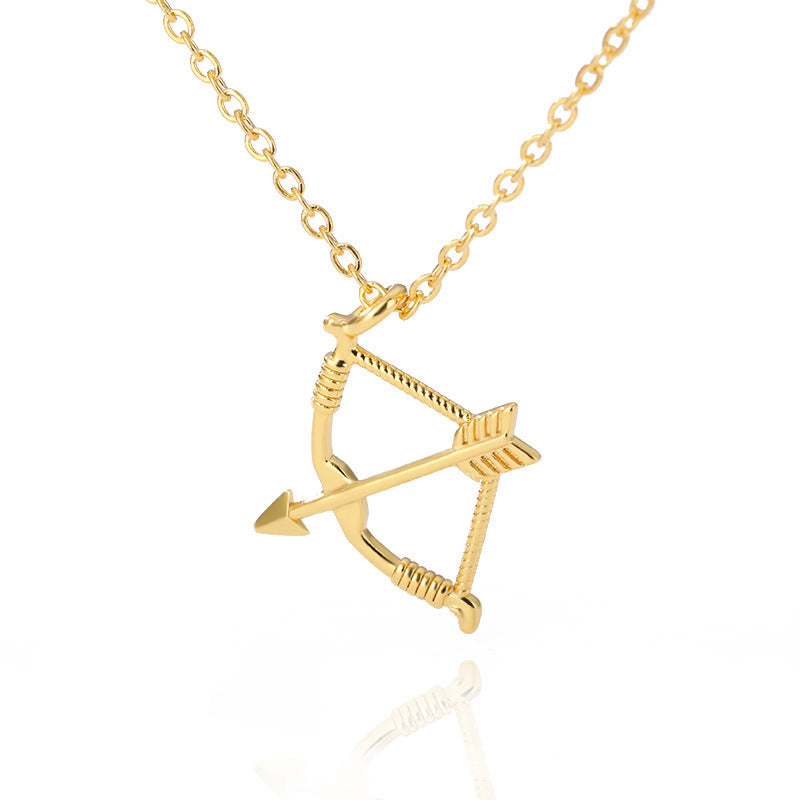 Bow And Arrow Pendant Necklace Gold Stainless Steel Choker