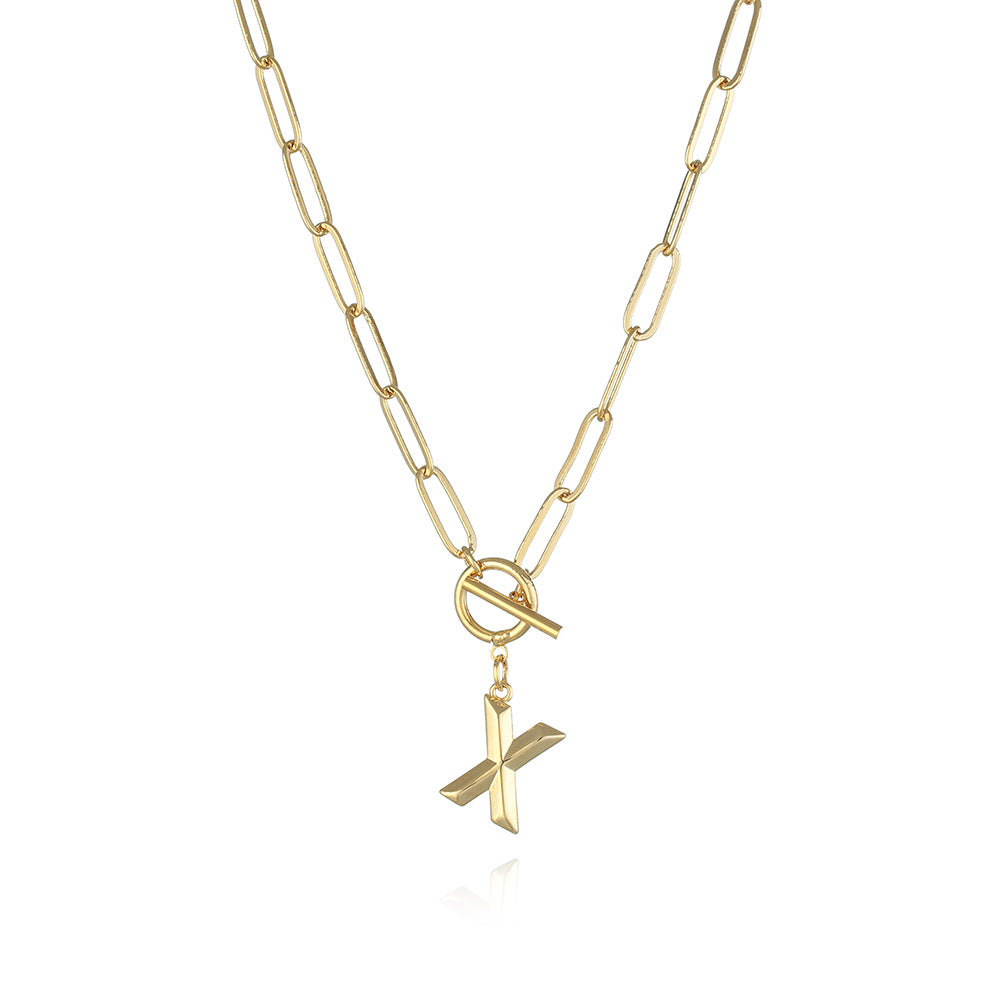 Letter Necklace Real Gold Plated Trend Hip Hop