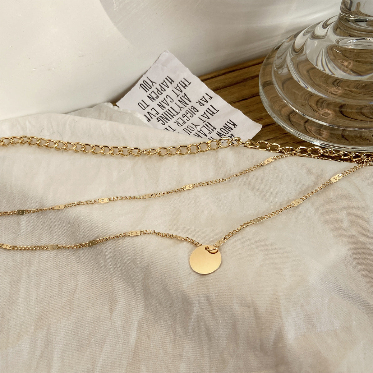 Fashionable Personality Small Disc Pendant Multi-Layer Necklace