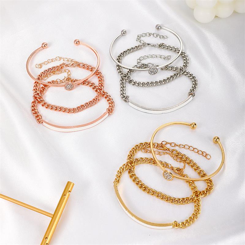 Retro Simple Zircon Adjustable Circle Bracelet Set