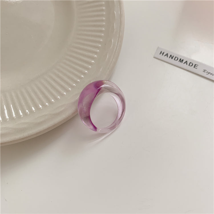 Ins Summer Sweet Girl Jelly Color Transparent Ring Healing Color Simple Trend Index Finger Rings