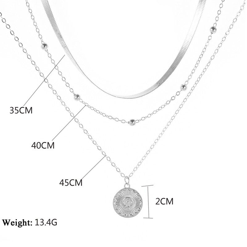 Popular Fashion Personality New Simple Multi-layer Lotus Pendant Necklace Female Blade Chain Necklace