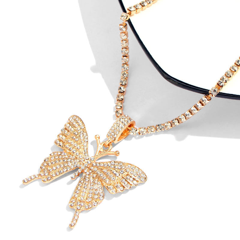 Rhinestone butterfly necklace