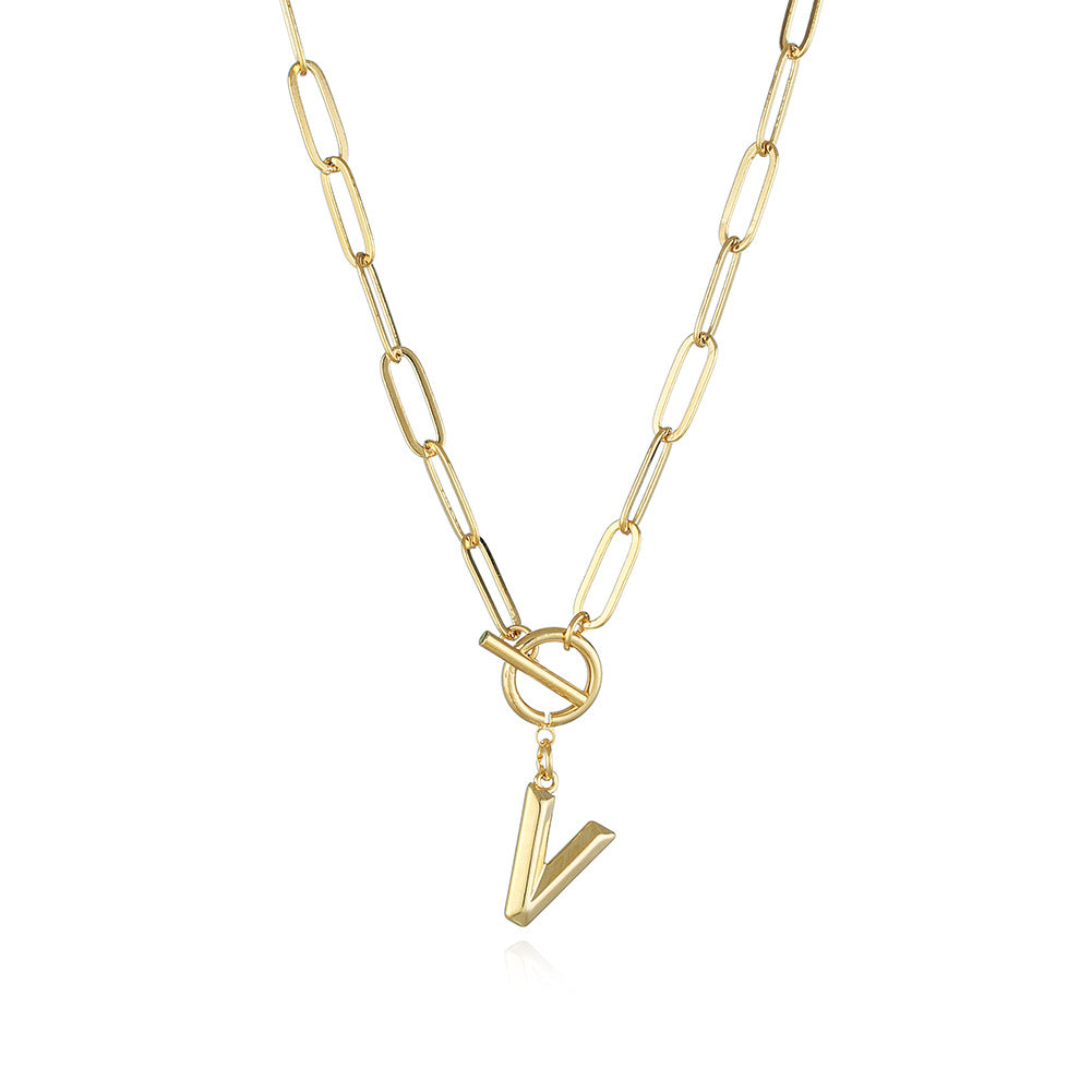 Letter Necklace Real Gold Plated Trend Hip Hop