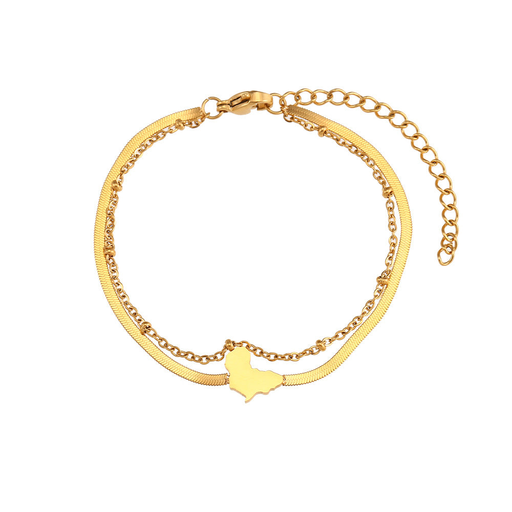 Euramerican Ins Fashion Beads Twist Chain Double Layer Five Pointed Star Bracelet