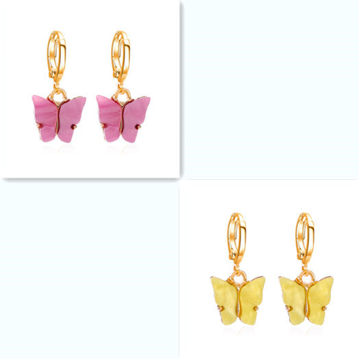 Women's Fashion Colorful Acrylic Butterfly Earrings