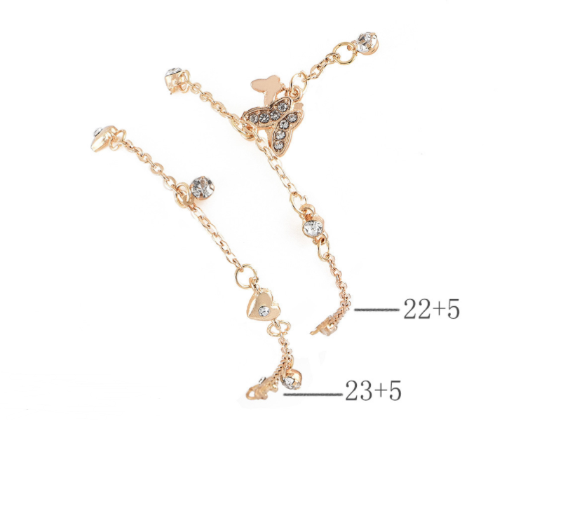 Gold Multi-layer Crystal Butterfly Anklet