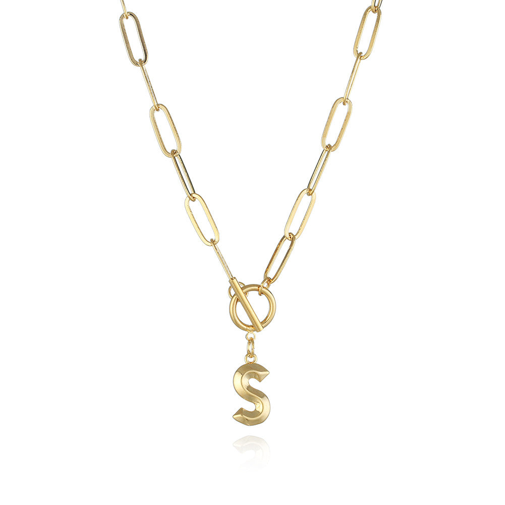 Letter Necklace Real Gold Plated Trend Hip Hop