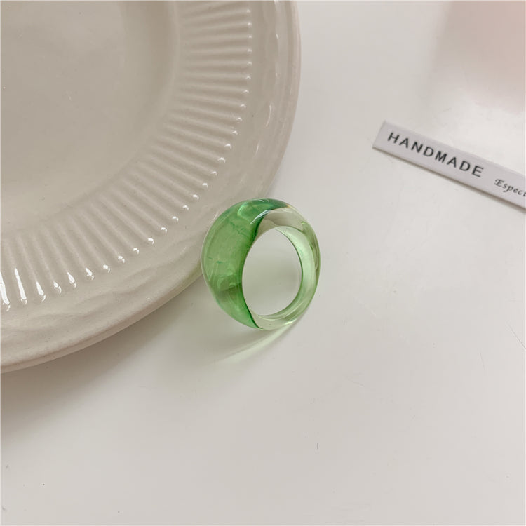 Ins Summer Sweet Girl Jelly Color Transparent Ring Healing Color Simple Trend Index Finger Rings