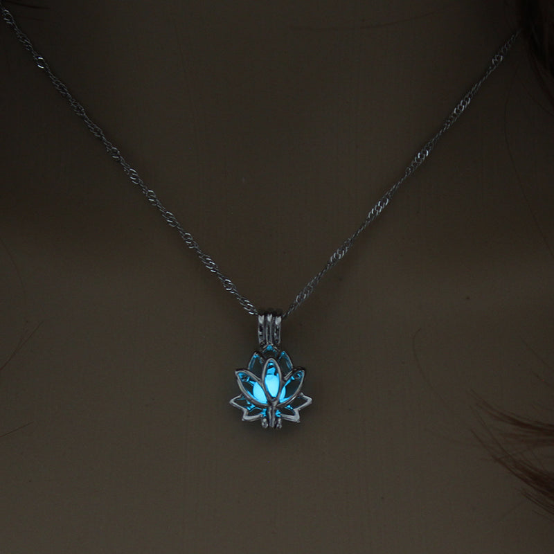 Halloween Glow-in-the-dark Lotus Hollow-out DIY Necklace