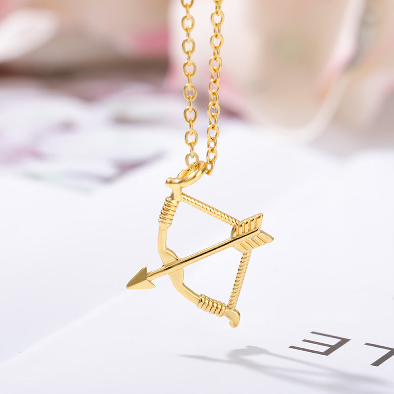 Bow And Arrow Pendant Necklace Gold Stainless Steel Choker