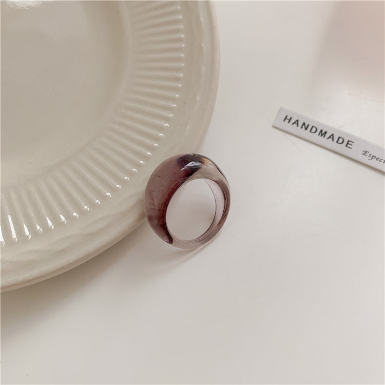 Ins Summer Sweet Girl Jelly Color Transparent Ring Healing Color Simple Trend Index Finger Rings