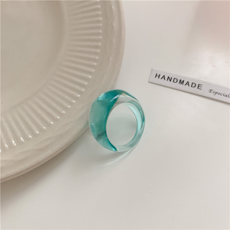 Ins Summer Sweet Girl Jelly Color Transparent Ring Healing Color Simple Trend Index Finger Rings