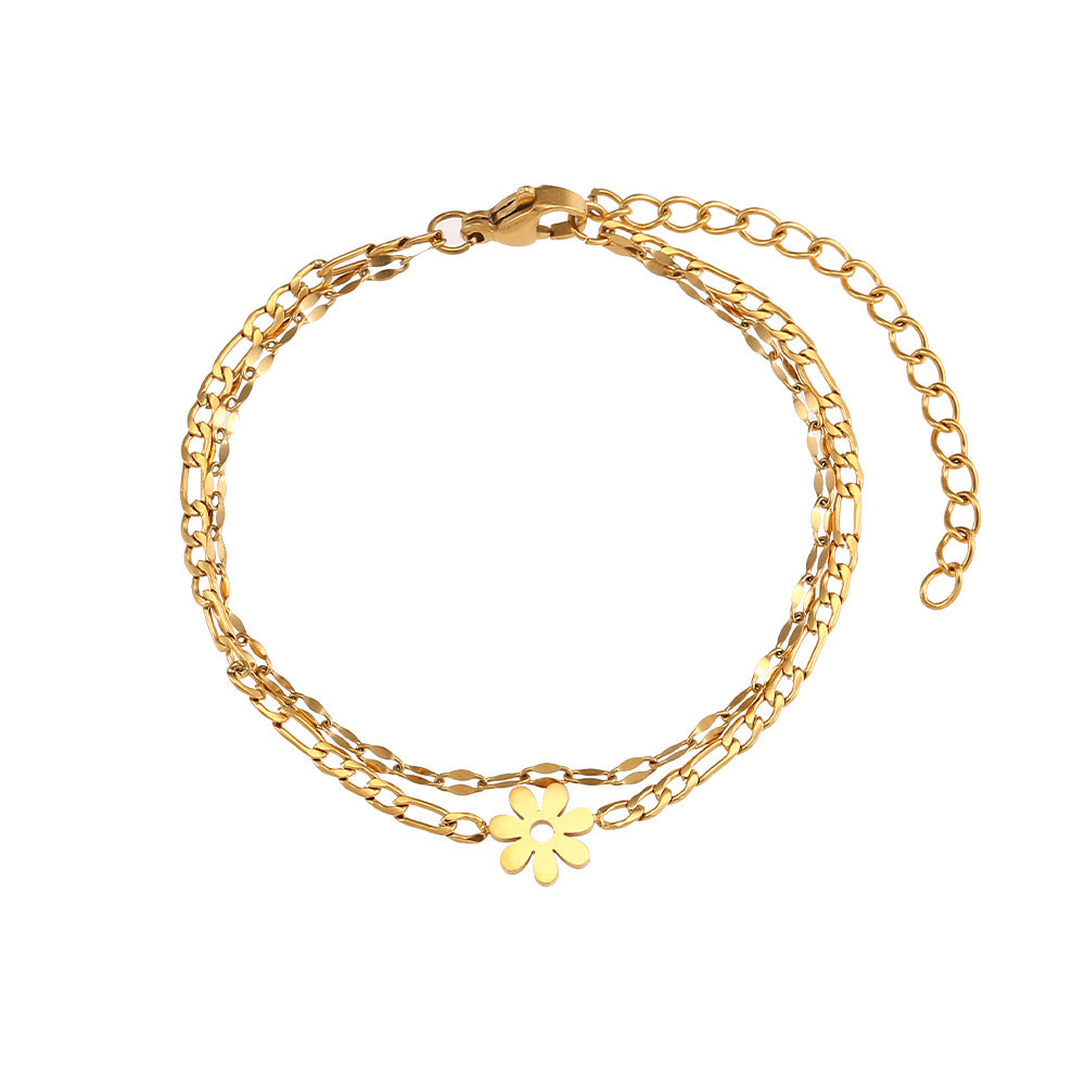 Euramerican Ins Fashion Beads Twist Chain Double Layer Five Pointed Star Bracelet