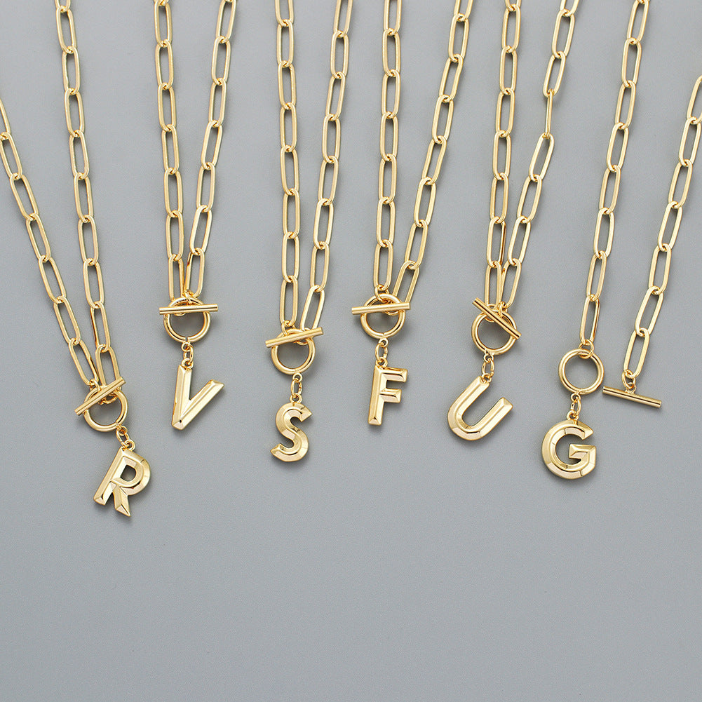 Letter Necklace Real Gold Plated Trend Hip Hop