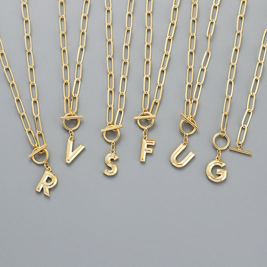 Letter Necklace Real Gold Plated Trend Hip Hop