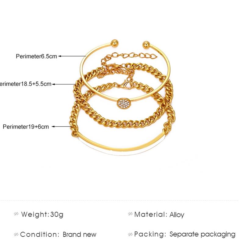 Retro Simple Zircon Adjustable Circle Bracelet Set