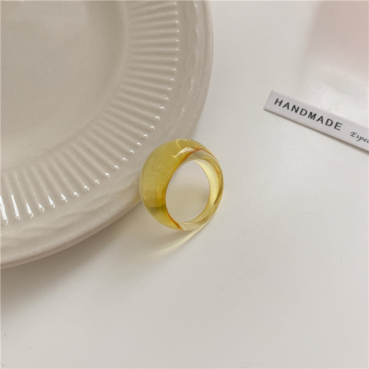 Ins Summer Sweet Girl Jelly Color Transparent Ring Healing Color Simple Trend Index Finger Rings