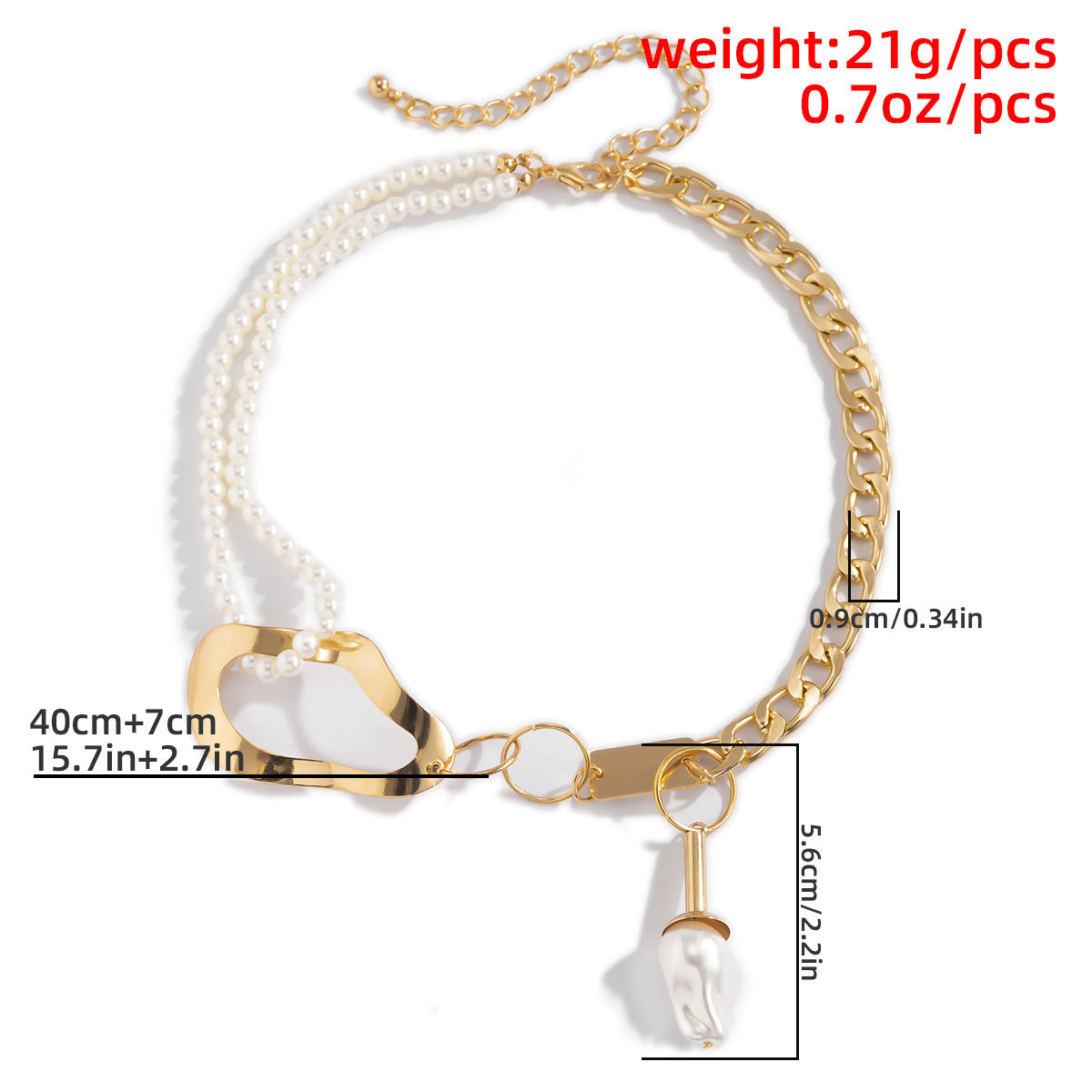 Hip-hop Shaped  Pearl Stitching Clavicle Chain